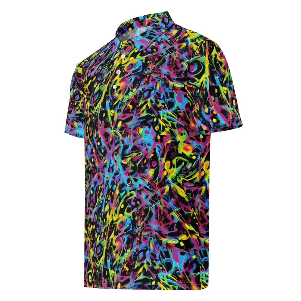 Pixel Inferno on Men's Slim Fit Polo Shirt — Left Front