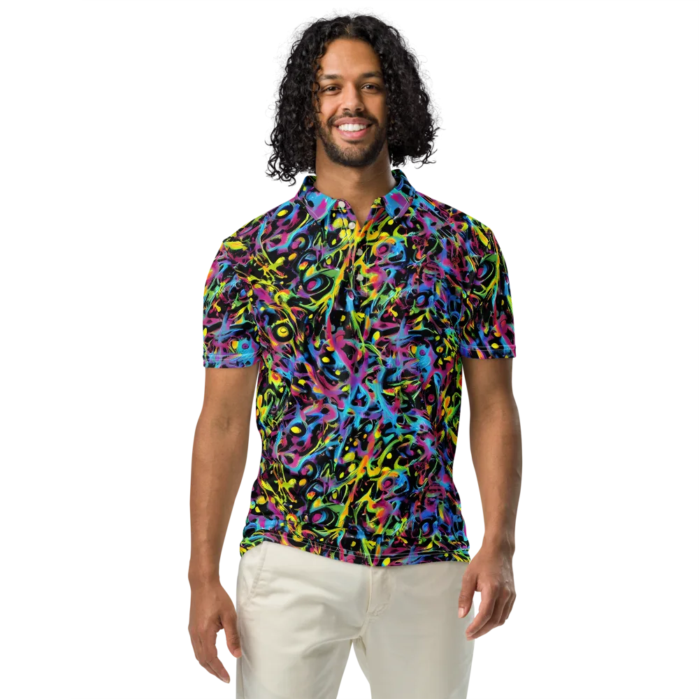 Pixel Inferno on Men's Slim Fit Polo Shirt — Front
