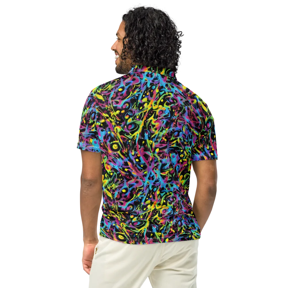 Pixel Inferno on Men's Slim Fit Polo Shirt — Back
