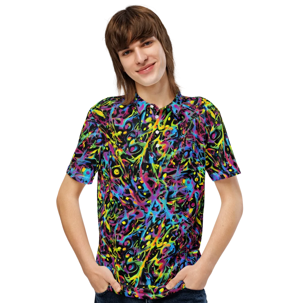 Pixel Inferno on Men's Slim Fit Polo Shirt — Front