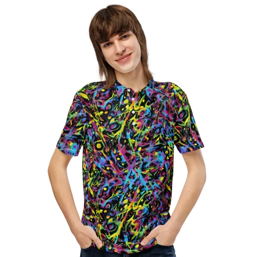 Pixel Inferno on a Men's Slim Fit Polo Shirt