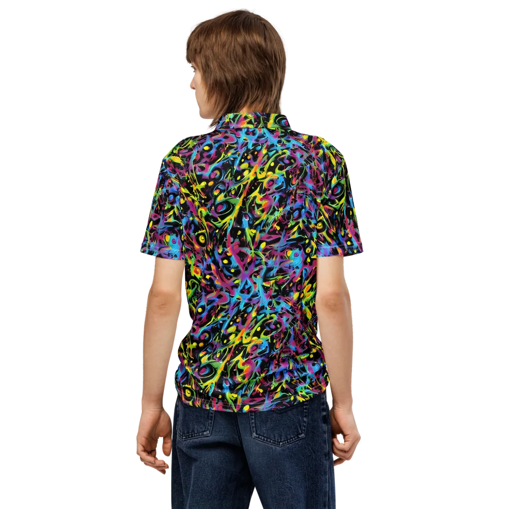 Pixel Inferno on Men's Slim Fit Polo Shirt — Back
