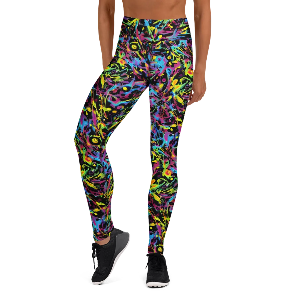 Pixel Inferno on Yoga Leggings — Front