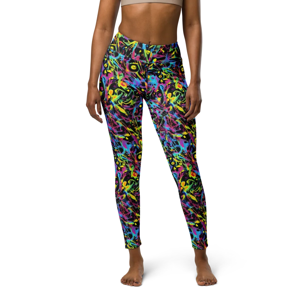Pixel Inferno on Yoga Leggings — Front