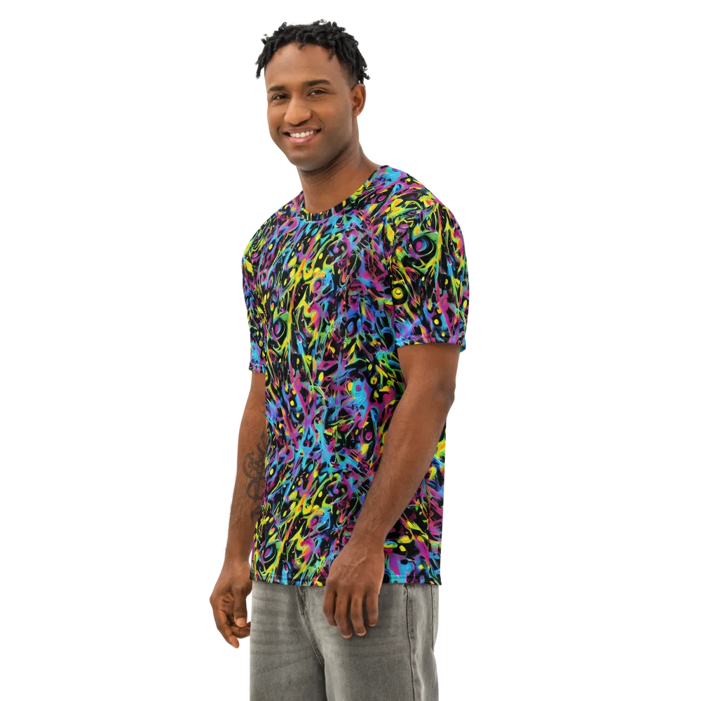 Pixel Inferno on Men's Cotton Crew Neck T-Shirt — Left Front