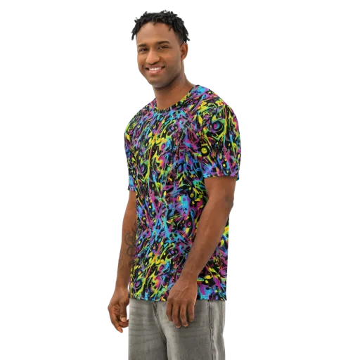 Pixel Inferno on a Men's Cotton Crew Neck T-Shirt