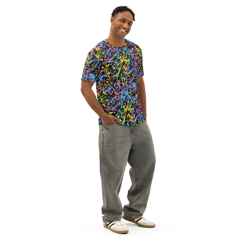 Pixel Inferno on Men's Cotton Crew Neck T-Shirt — Right Front
