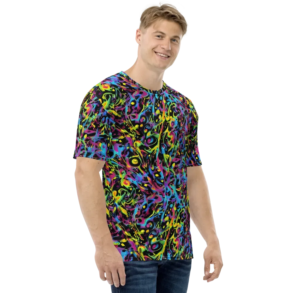Pixel Inferno on Men's Crew Neck T-Shirt — Right