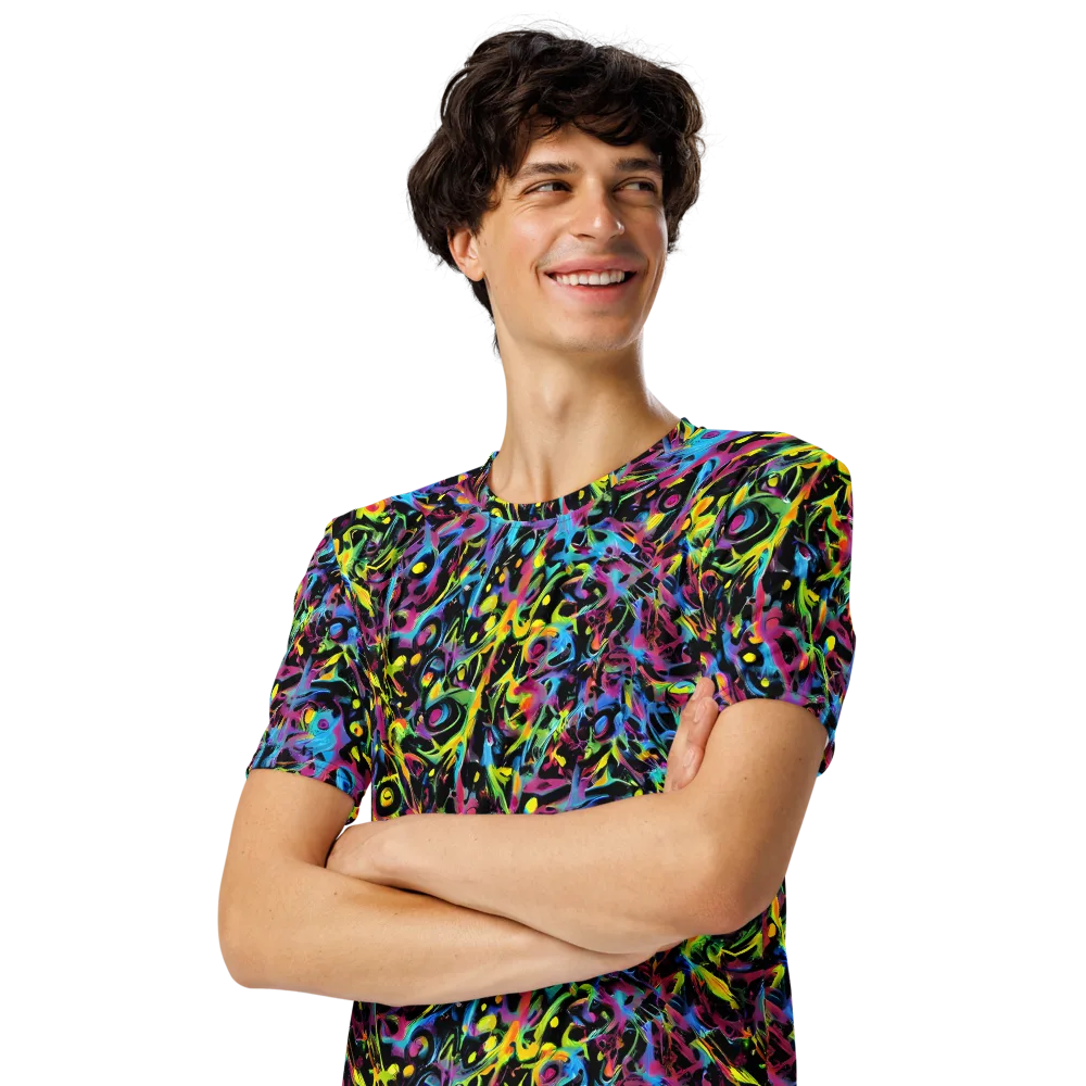 Pixel Inferno on Men's Crew Neck T-Shirt — Left Front