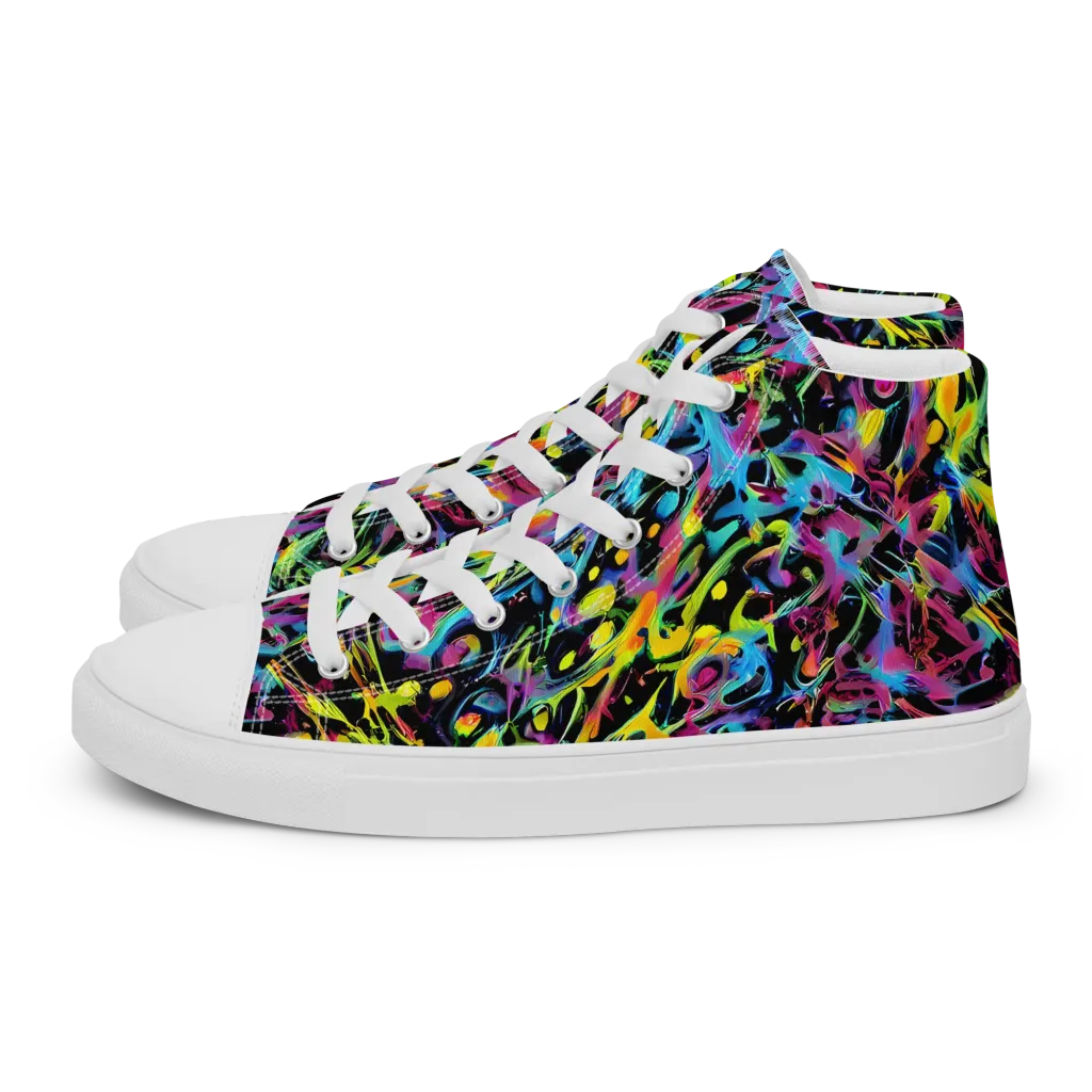 Pixel Inferno on Men's High Top Canvas Shoes — Left