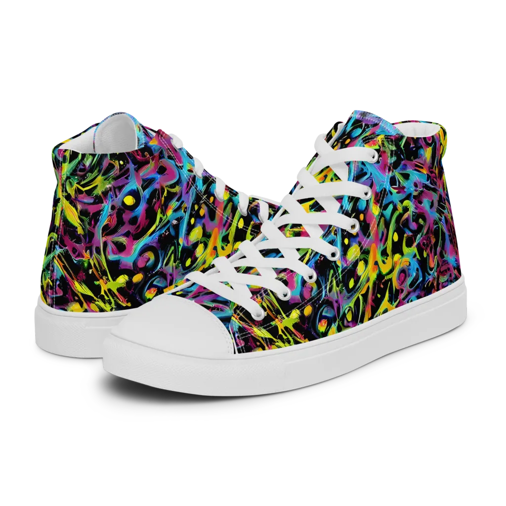 Pixel Inferno on Men's High Top Canvas Shoes — Left