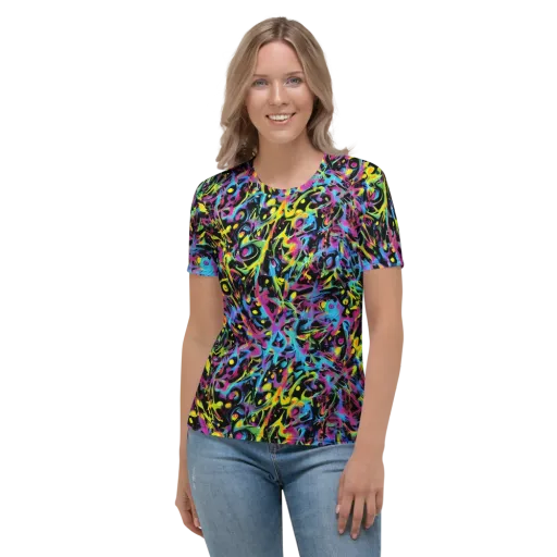 Pixel Inferno on a Women's Crew Neck T-Shirt