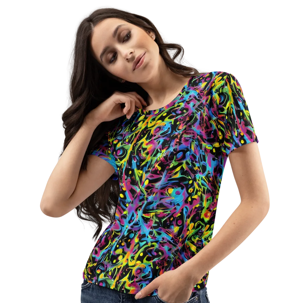 Pixel Inferno on Women's Crew Neck T-Shirt — Left Front