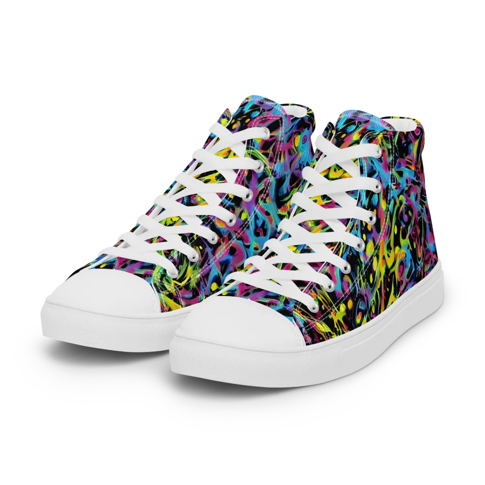 Pixel Inferno on Women's High Top Canvas Shoes — Left Front