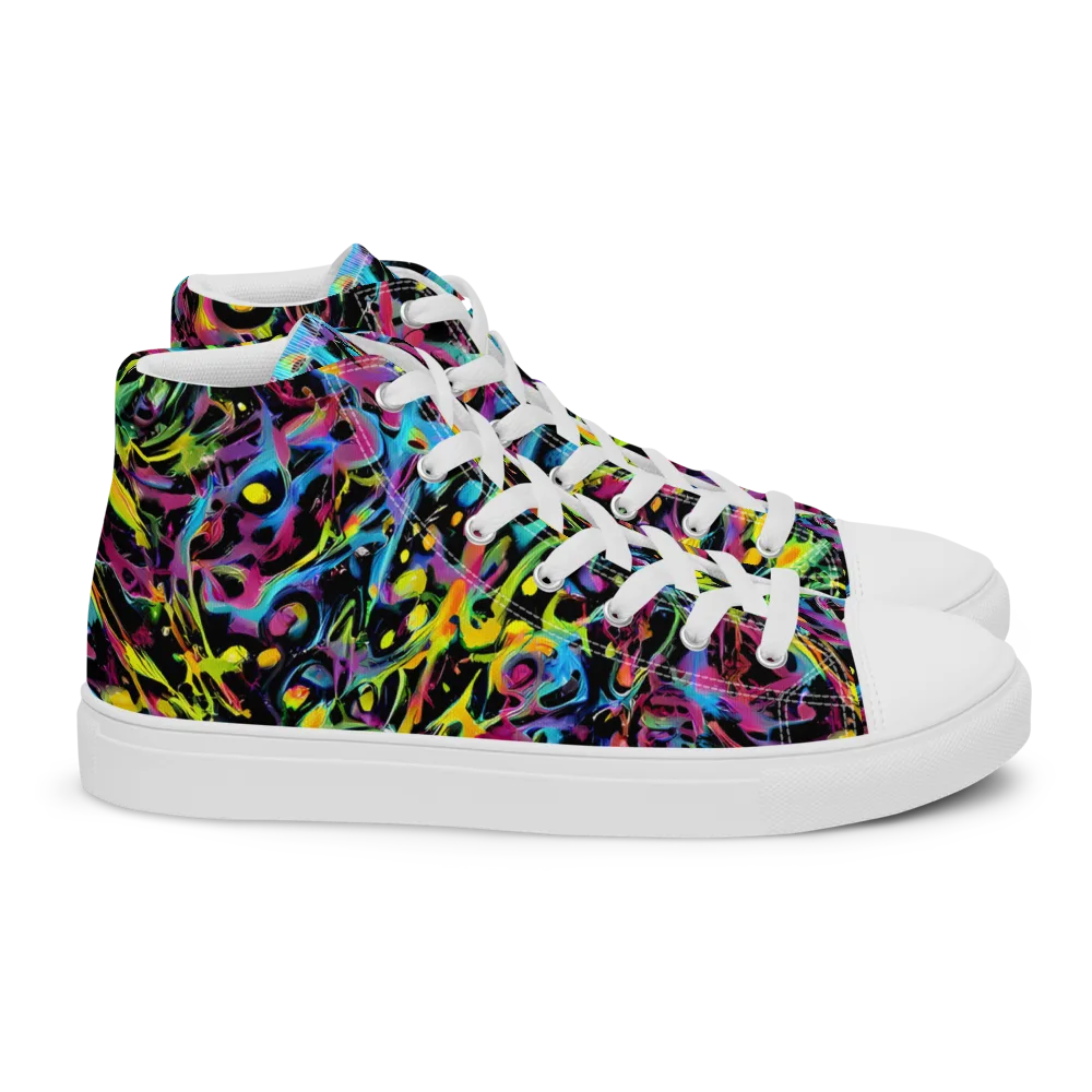 Pixel Inferno on Women's High Top Canvas Shoes — Right