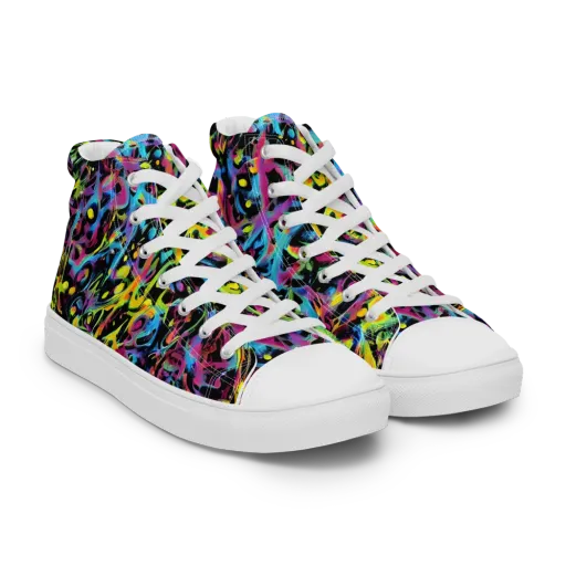 Pixel Inferno on a Women's High Top Canvas Shoes