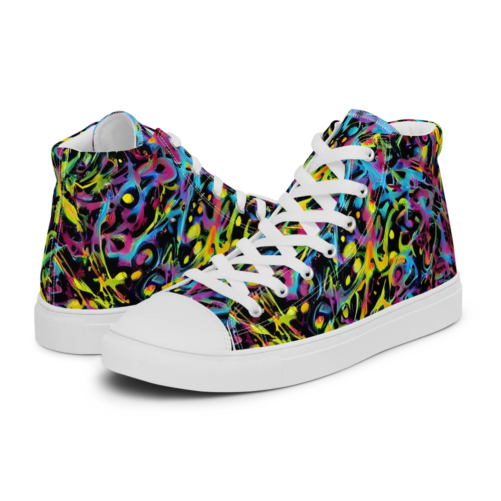 Pixel Inferno on Women's High Top Canvas Shoes — Left