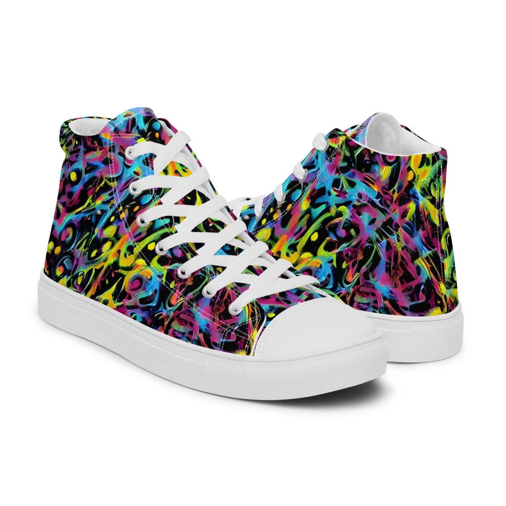 Pixel Inferno on Women's High Top Canvas Shoes — Right