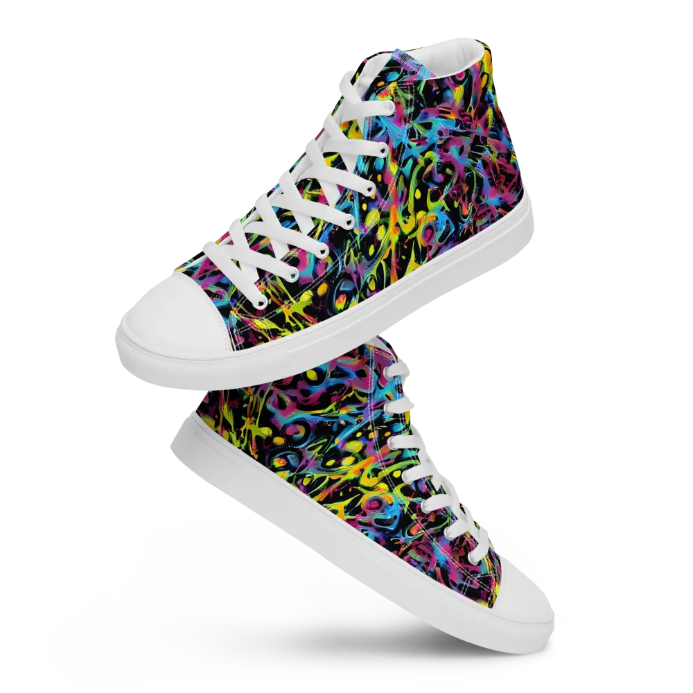 Pixel Inferno on Women's High Top Canvas Shoes — Front