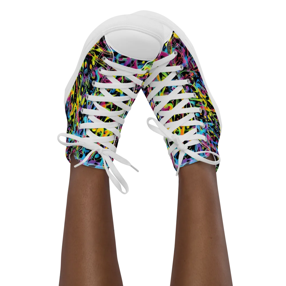 Pixel Inferno on Women's High Top Canvas Shoes — Front