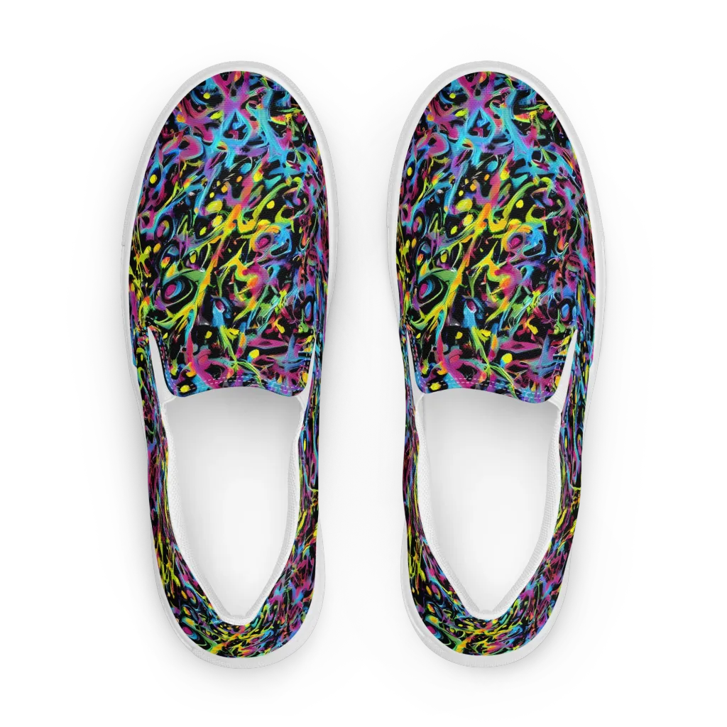 Pixel Inferno on Men's Slip-On Canvas Shoes — Front