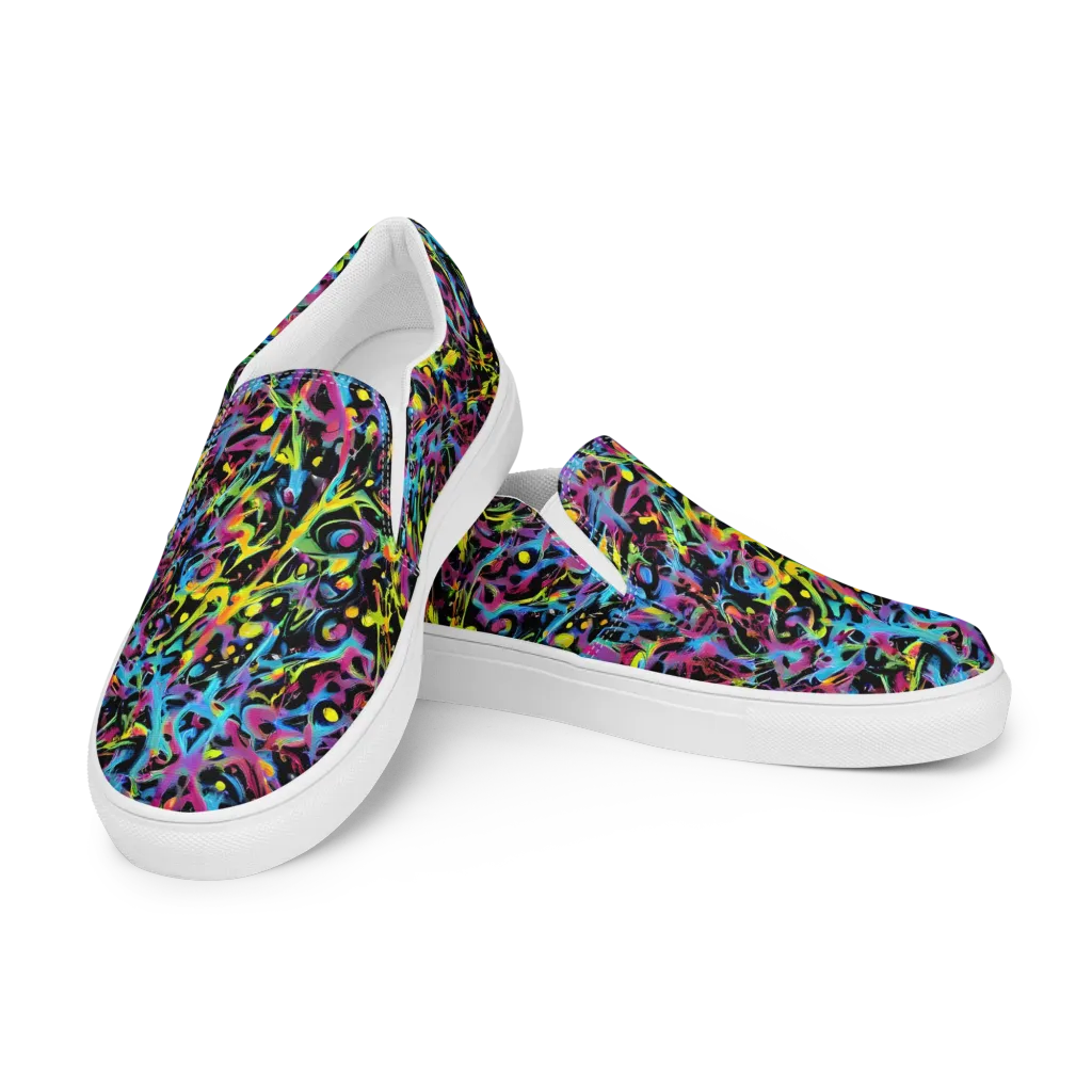 Pixel Inferno on Men's Slip-On Canvas Shoes — Left Front
