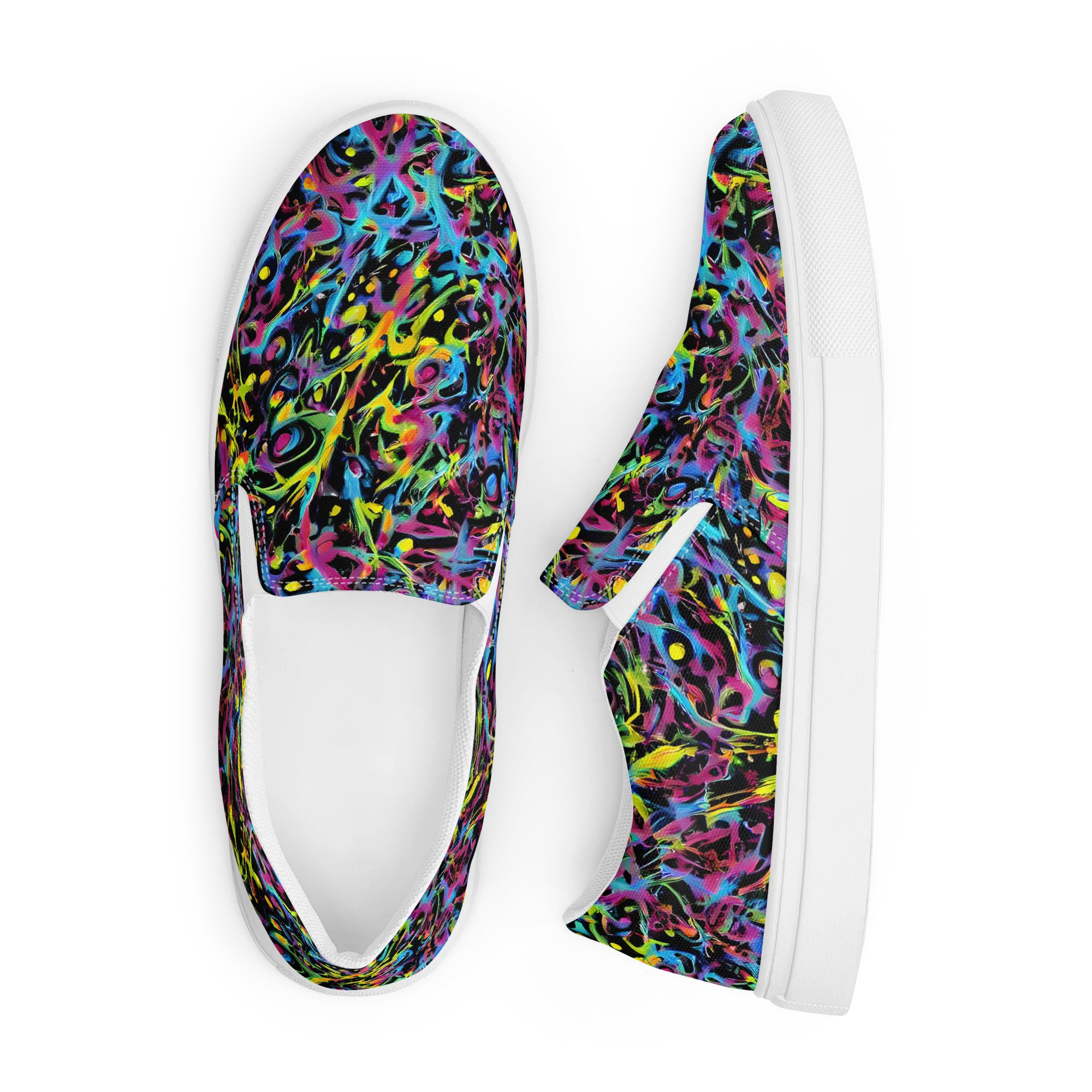 Pixel Inferno on Men's Slip-On Canvas Shoes — Front