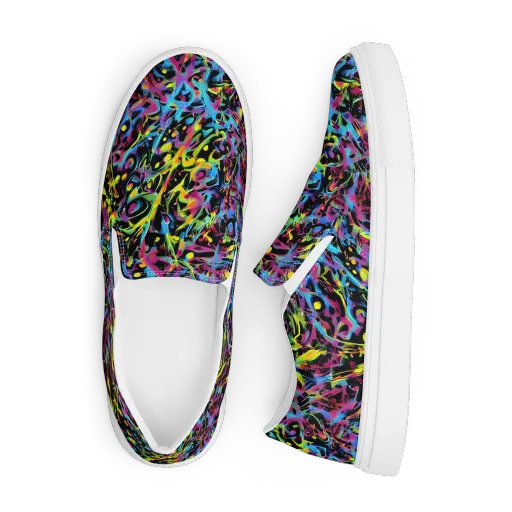 Pixel Inferno on a Men's Slip-On Canvas Shoes