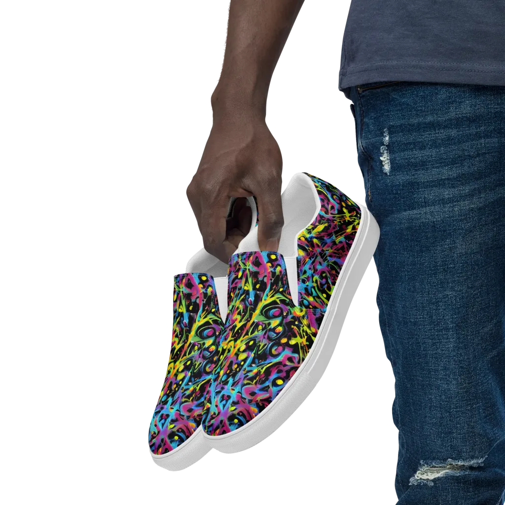 Pixel Inferno on Men's Slip-On Canvas Shoes — Left Front