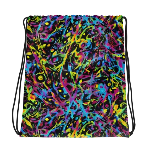 Pixel Inferno on a Drawstring Bag
