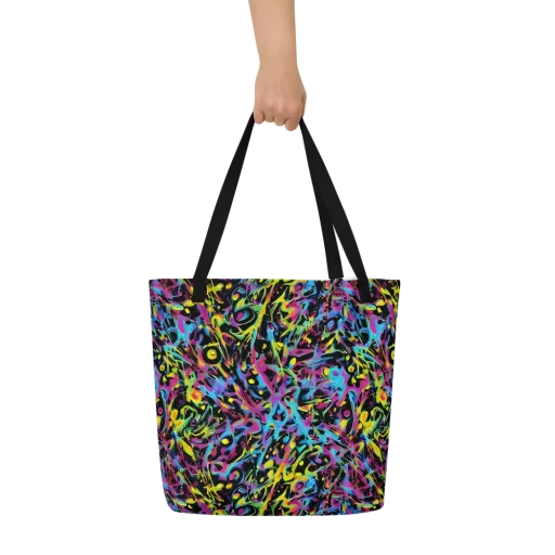 Pixel Inferno on a Large Tote Bag W/ Pocket