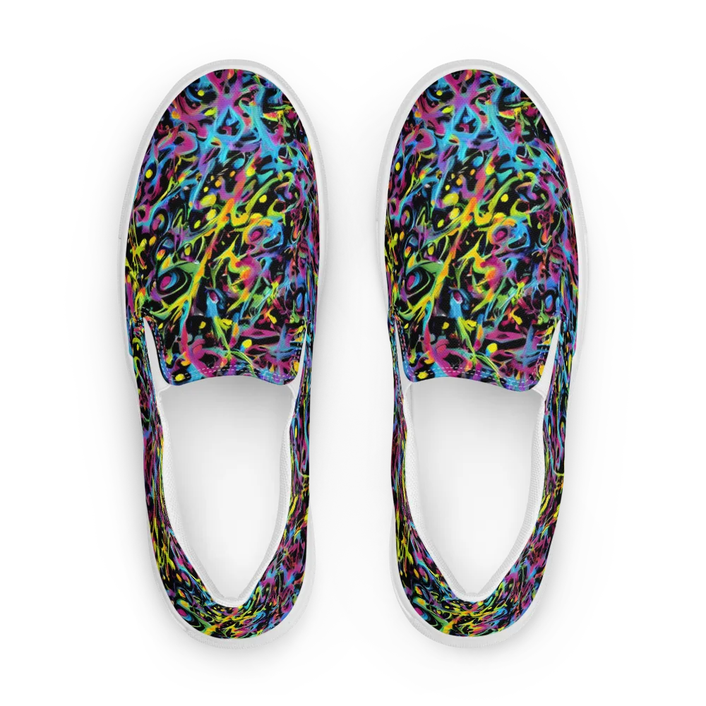 Pixel Inferno on Women's Slip-On Canvas Shoes — Front