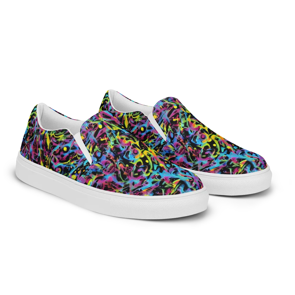 Pixel Inferno on Women's Slip-On Canvas Shoes — Right Front