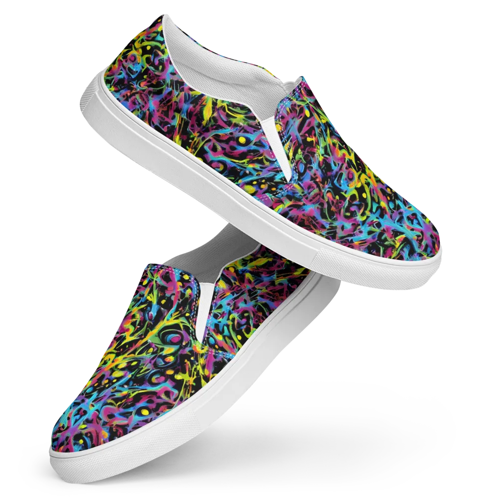 Pixel Inferno on Women's Slip-On Canvas Shoes — Front
