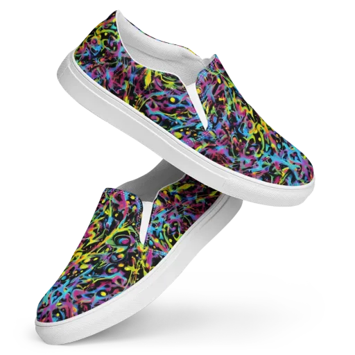Pixel Inferno on a Women's Slip-On Canvas Shoes
