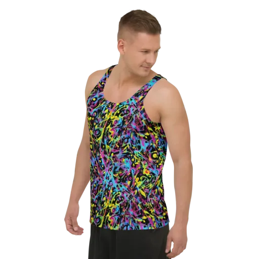 Pixel Inferno on a Men's Tank Top