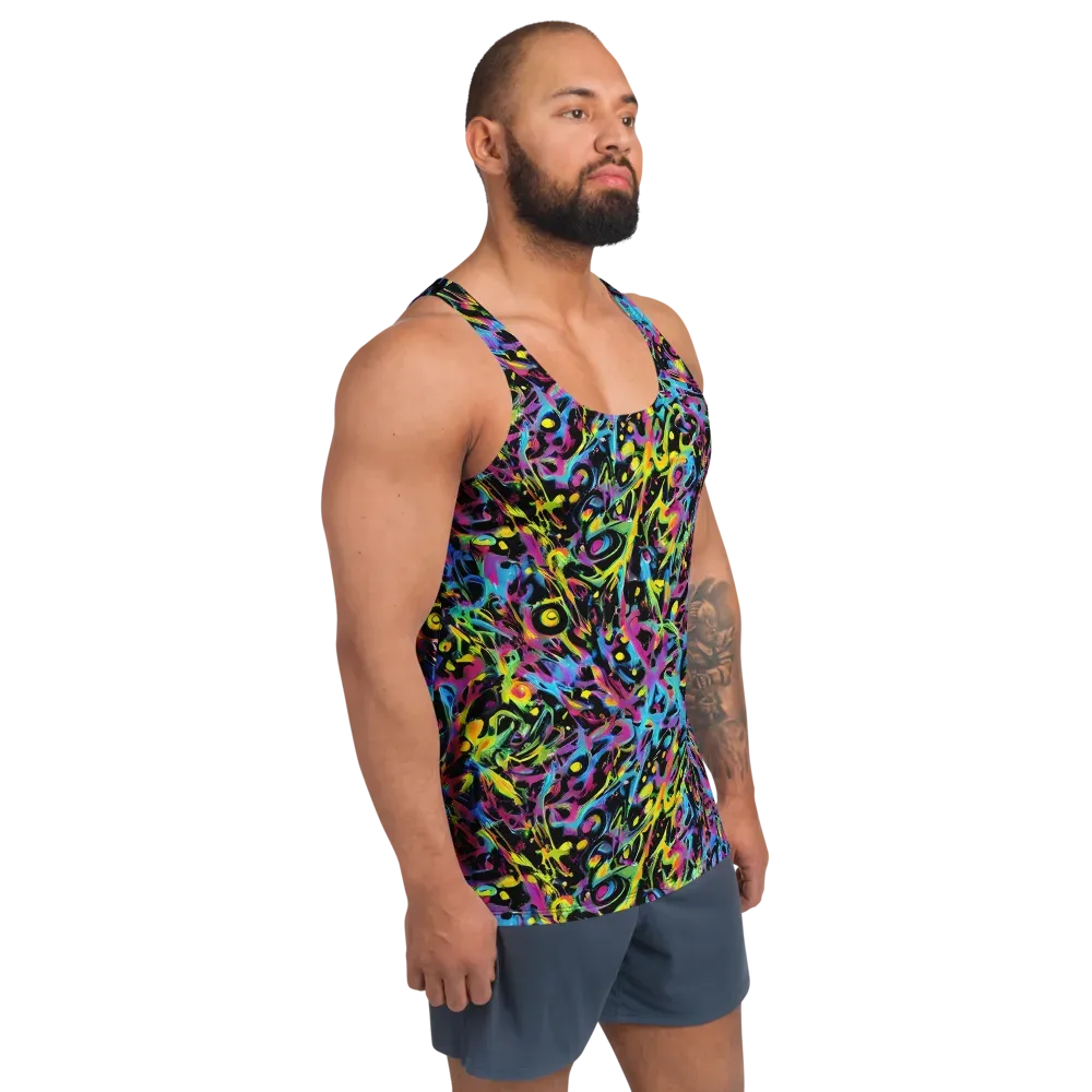 Pixel Inferno on Men's Tank Top — Right Front