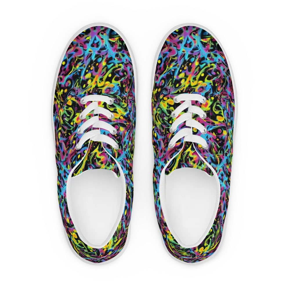 Pixel Inferno on Men's Lace-Up Canvas Shoes — Front
