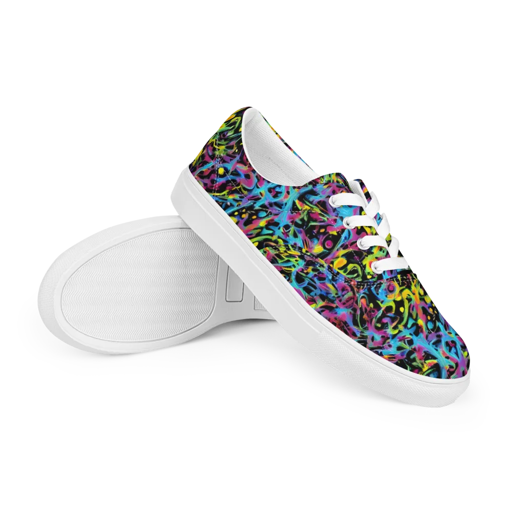 Pixel Inferno on Men's Lace-Up Canvas Shoes — Right Front
