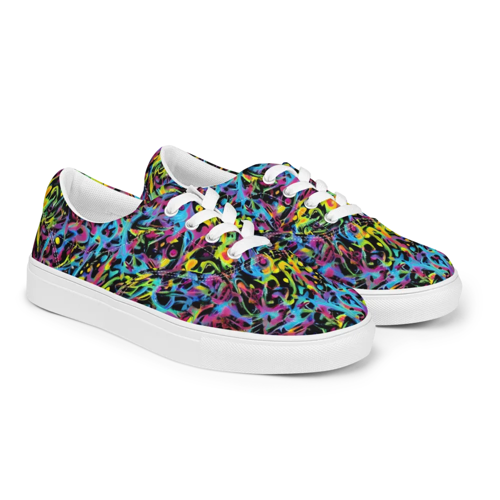 Pixel Inferno on Men's Lace-Up Canvas Shoes — Right Front