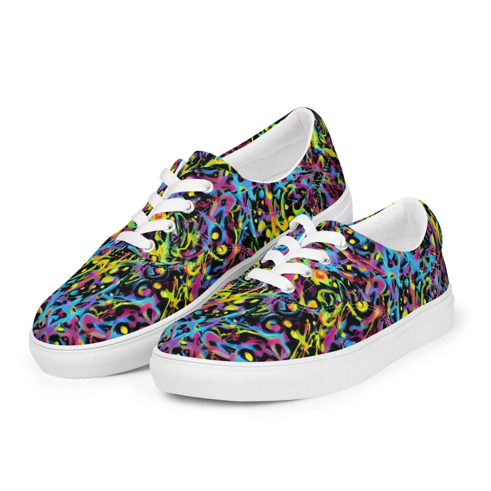 Pixel Inferno on Men's Lace-Up Canvas Shoes — Left Front