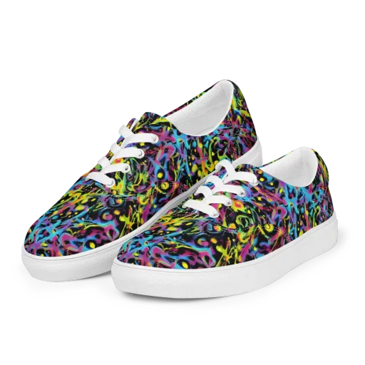 Pixel Inferno on a Men's Lace-Up Canvas Shoes