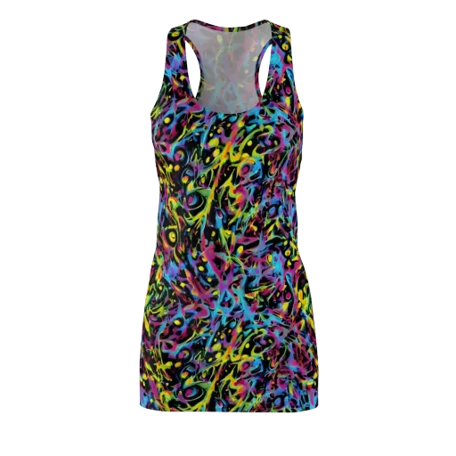 Pixel Inferno on a Racerback Dress