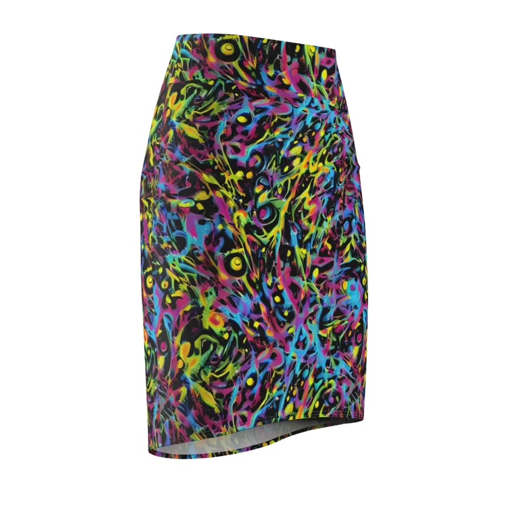 Pixel Inferno on Pencil Skirt — Front Side