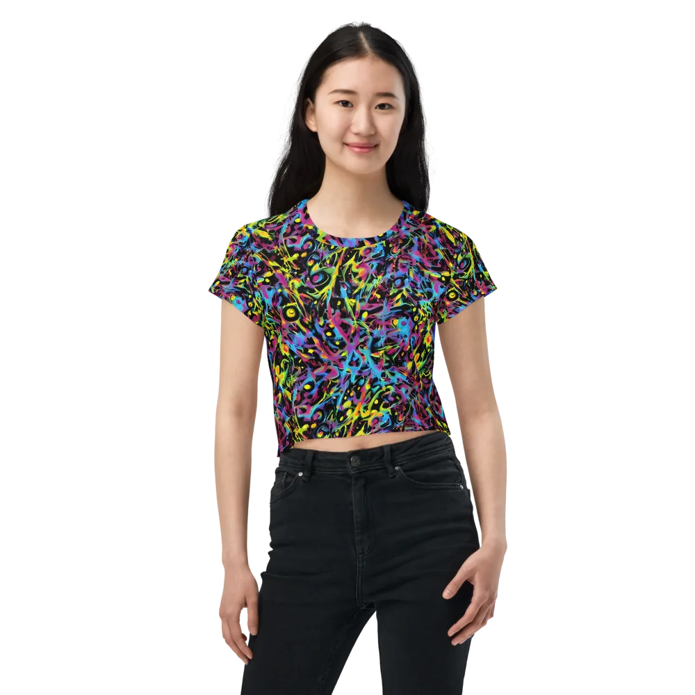 Pixel Inferno on Crop Tee — Front