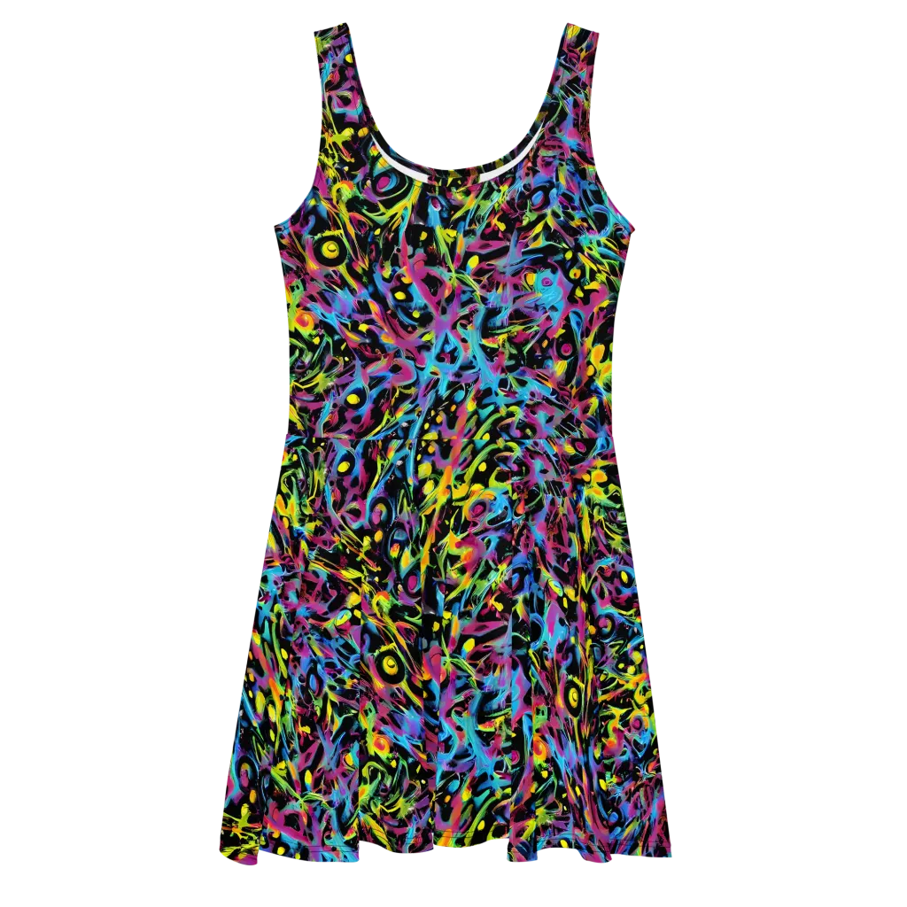 Pixel Inferno on Skater Dress — Front