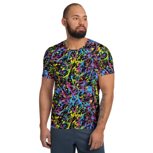 Pixel Inferno on a Men's Athletic T-Shirt