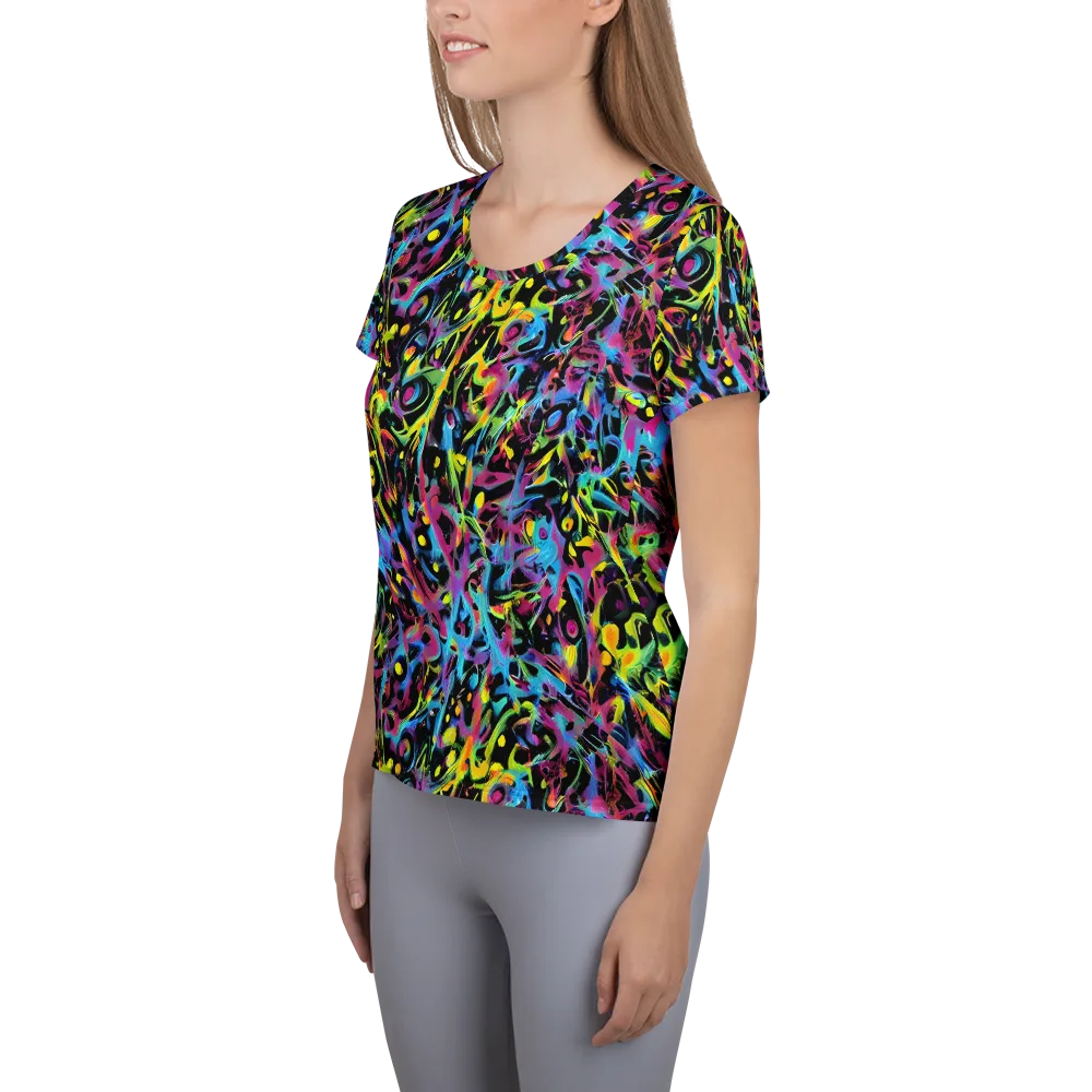 Pixel Inferno on Women's Athletic T-Shirt — Left