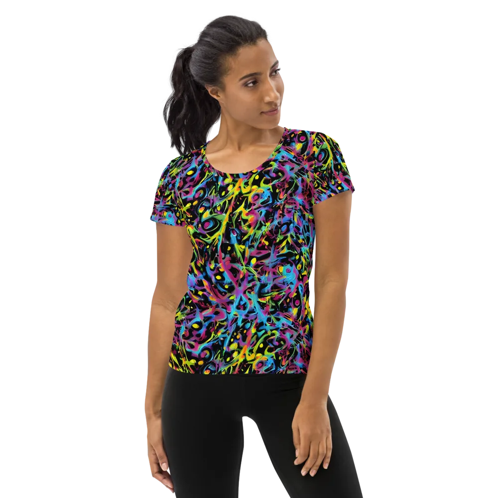 Pixel Inferno on Women's Athletic T-Shirt — Front