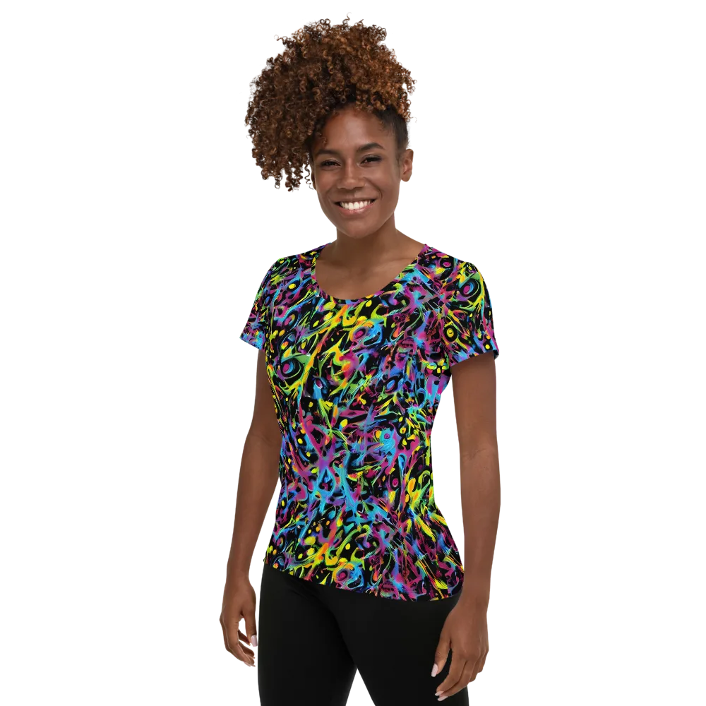 Pixel Inferno on Women's Athletic T-Shirt — Left